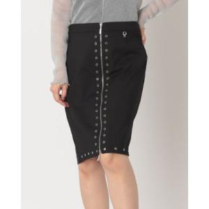 デニーローズ DENNY ROSE 丸カンポイントフロントジップアップ綿サテンスカート （BLACK）