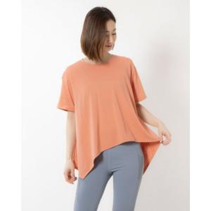 ダンスキン DANSKIN レディース フィットネス 半袖Tシャツ ASYMMETRY FLARE TEE DC724105 （オレンジコーラル）