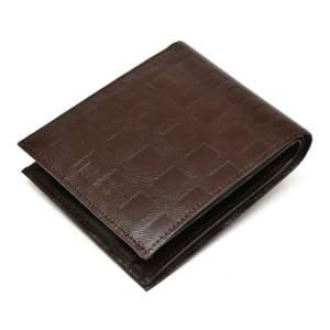 ダックス DAKS Checker emboss（チェッカーエンボス） 二つ折り財布（小銭入れあり） （ダークブラウン）