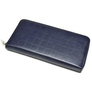 ダックス DAKS Checker emboss（チェッカーエンボス） ラウンドファスナー長財布 （ネイビー）