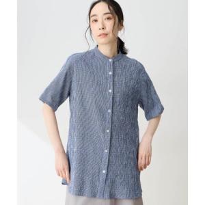デコイ DECOY 【高島ちぢみ】チュニックブラウス【汗をかいてもムレにくい】 （ブルー）