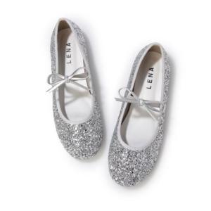 デメテル DEMETER ラウンドトゥ リボンストラップ フラットシューズ （シルバーグリッター）