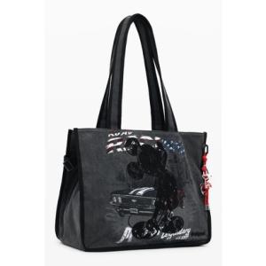 デシグアル Desigual ミッキーデニムショッパーバッグミディアム （グレー/ブラック）