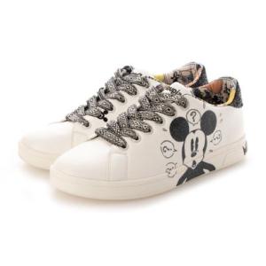 デシグアル Desigual ミッキーマウスのイラストグリッター入りレディース合成皮革スニーカー ホワイト の最安値 価格比較 送料無料検索 Yahoo ショッピング