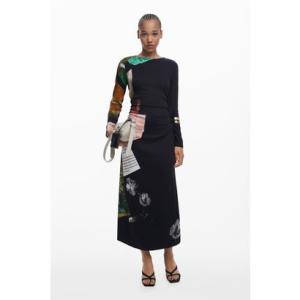 デシグアル Desigual コラージュアシンメトリードレス （グレー/ブラック）