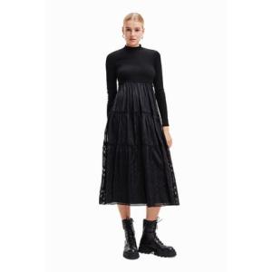 デシグアル Desigual コンビネーション ミディワンピース （グレー/ブラック）