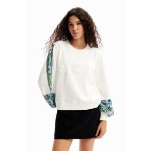 デシグアル Desigual 刺繍 パフスリーブ スウェットシャツ （ホワイト）｜locondo-shopping