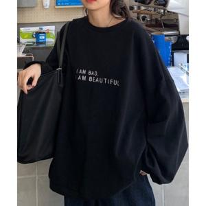 デバイス DEVICE 韓国風 ドロップショルダー トレーナー （ブラック）