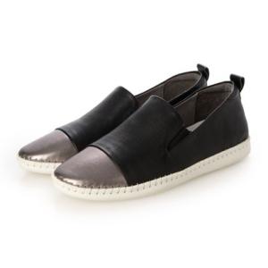 ダイアナウェルフィット DIANA WELL FIT ローヒール・フラットシューズ スリッポン スニーカー バイカラー （黒カーフ）