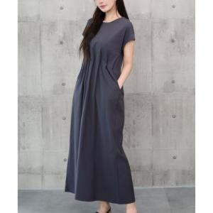 ドレスプラス DRESS+ ロングワンピ ラッシュガード ウエストタック （チャコール）