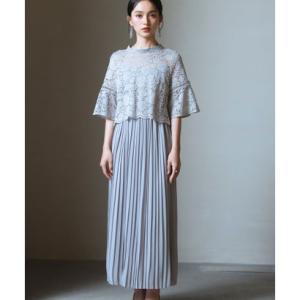 ドレスプラス DRESS+ ワンピース ドレス レース プリーツ パーティードレス 結婚式 （ライト...