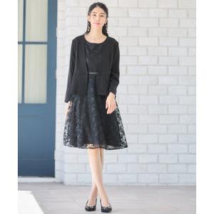 ドレスプラス DRESS+ ワンピーススーツ セットアップ ノーカラージャケット （ブラック）
