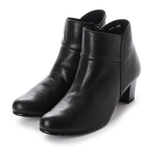 エスプレッソ Espresso ソフトレザー 楽チンヒールショートブーツ （ブラック）
