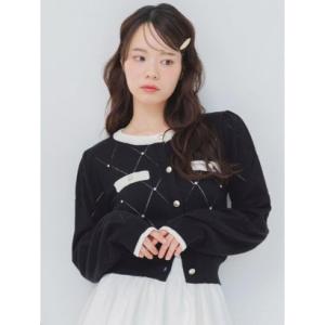 エムズエキサイト ems excite ビジュー付ヴィンテージカーデ （BLK1）