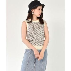 エムズエキサイト Emsexcite 柄編みノースリニット ）