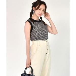 エムズエキサイト Emsexcite 柄編みノースリニット