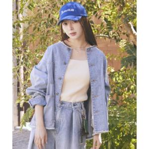 アースミュージックアンドエコロジー earth music&amp;ecology デニムノーカラーカバーオ...