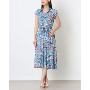 エジェリ EGERIE Paris 大人のタウン柄ワンピ （ブルー）