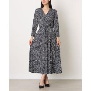 エジェリ EGERIE Paris 大人の水玉ロングワンピ （ネイビー）