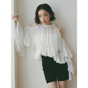 EIMY ISTOIRE（エイミーイストワール） ベルベットリボンロゴシャツ