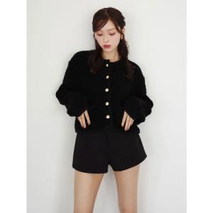 エイミーイストワール EIMY ISTOIRE TEDDY KNIT JACKET （BLACK）