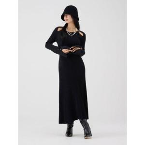 エイミーイストワール EIMY ISTOIRE リブニットフレアワンピース （BLACK）