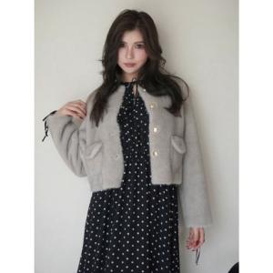 エイミーイストワール EIMY ISTOIRE ゴールドボタンフェイクファージャケット （LIGTH...