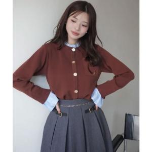 エイミーイストワール EIMY ISTOIRE Attached collar ニットカーディガン （BROWN）