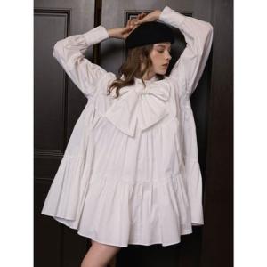 エイミーイストワール EIMY ISTOIRE ボウタイシャツフレアワンピース （WHITE）