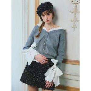 エイミーイストワール EIMY ISTOIRE ドットツイードミニスカート （BLACK）