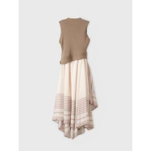 エイミーイストワール EIMY ISTOIRE スカーフパターンニットドッキングワンピース （BEIGE）