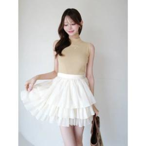 エイミーイストワール EIMY ISTOIRE ORGANZA COMBI KNIT DRESS （BEIGE）