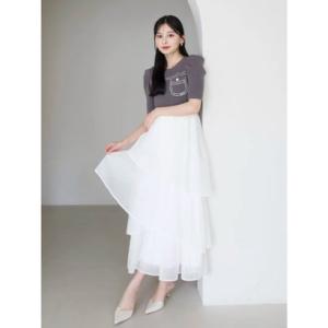 エイミーイストワール EIMY ISTOIRE E.M ATELIER.KNIT COMBI DRESS （GREY）
