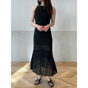 エイミーイストワール EIMY ISTOIRE バックオープンクロシェマーメイドニットワンピース （BLACK）