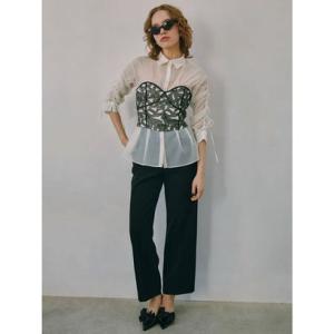 エイミーイストワール EIMY ISTOIRE センタープレスストレートスリムパンツ （BLACK）
