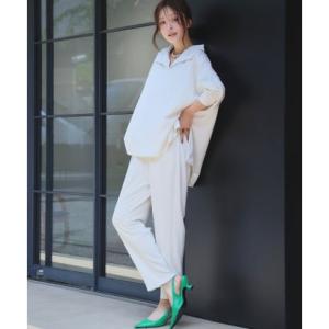 エルフランク ELFRANK ドライスウェット セットアップ 襟付き スキッパー カットソー クロップドパンツ 2点セット 上下セット（ホワイト）