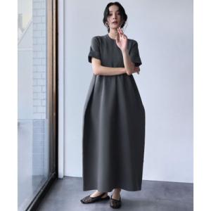 エルフランク ELFRANK 半袖コクーンニットワンピース ロングワンピース（グレー）