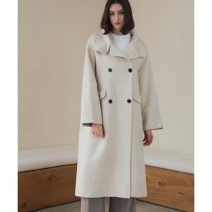 エルフランク ELFRANK 【ウール70％】スタンドカラー ロングコート ウールコート（ホワイト）