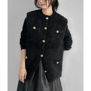 エルフランク ELFRANK ループ編みニットジレ/ベスト （ブラック）