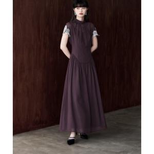 エトル etoll. ドロップウエストスリーブレースドレス （スモークパープル）