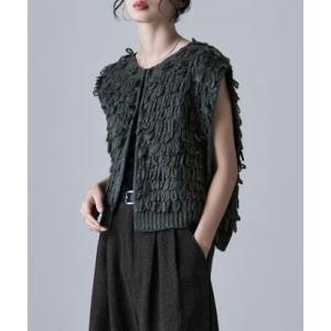 エトル etoll. ループデザインショートニットベスト （チャコール）