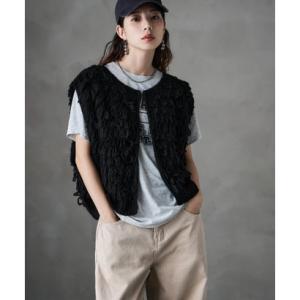 エトル etoll. ループデザインショートニットベスト （ブラック）