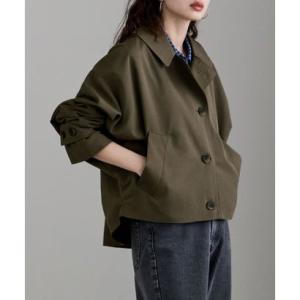 エトル etoll. ステンカラードルマンショートトレンチコート （カーキ）