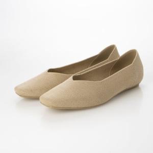 軽量で柔らかい【EVOL/イーボル】 Vカットニットスクエアフラットパンプス IU5044 （ゴール...