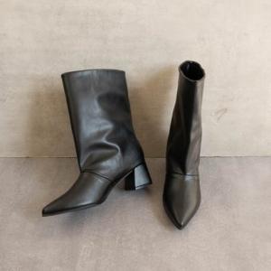 ファビーファビー FABBY FABBY. ワイドシャフトミドルブーツ （ピーユーブラック）