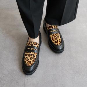 ファビーファビー FABBY FABBY. ボリュームソールコインローファー （ブラックレオパード）