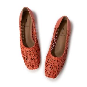 ダイアナ エフ バイ ウェルフィット DIANA F by WELLFIT フラットパンプス （オレンジ合皮スムース）