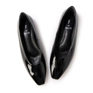 DIANA（ダイアナ） オープンフラットシューズ （黒エナメル