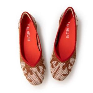 ローヒール・フラットシューズ （ブラウン生地）DIANA F by WELLFIT