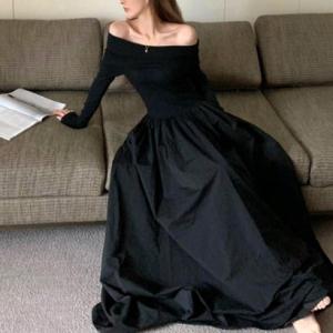 フォースメント Forcement オフショルマキシ丈ドレス （ブラック）